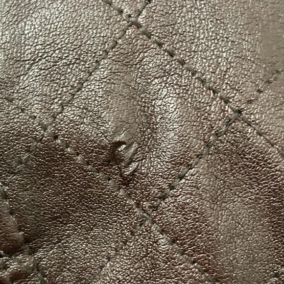 Womens Guess Jacket size Medium Brown Faux Leather Zip Up Jacket - Picture 9 of 9